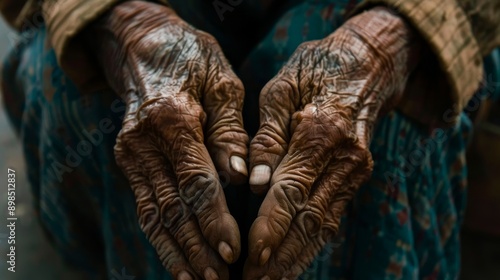 Close Up of Wrinkled Hands.