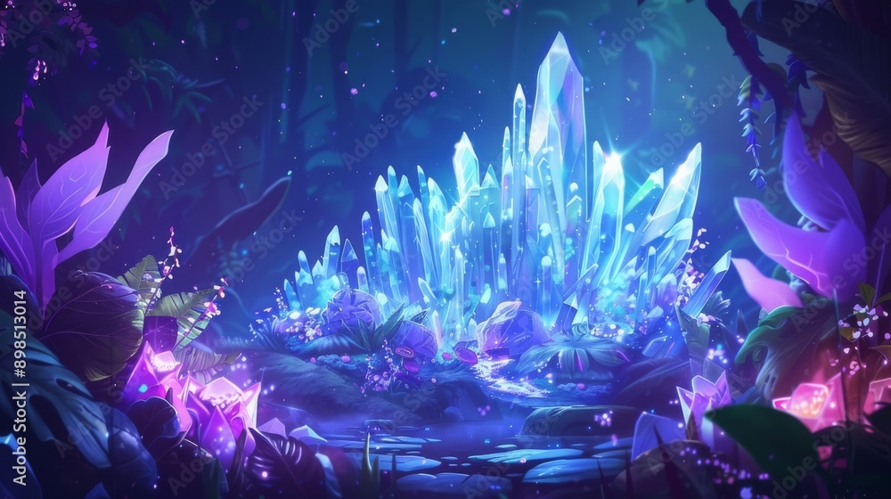 Fototapeta premium Crystal Grotto in a Magical Forest.