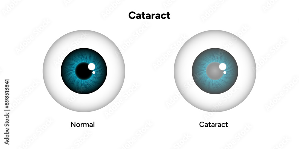 Cataract eye problem disease with normal healthy eye Cataract eye problem disease with normal healthy eye