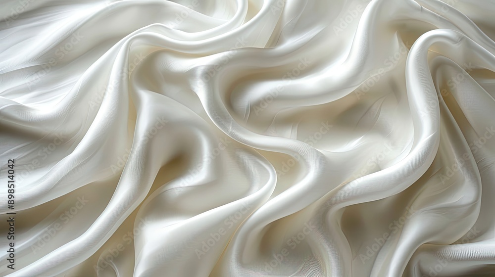 A white fabric with a wave-like pattern A white fabric with a wave-like pattern