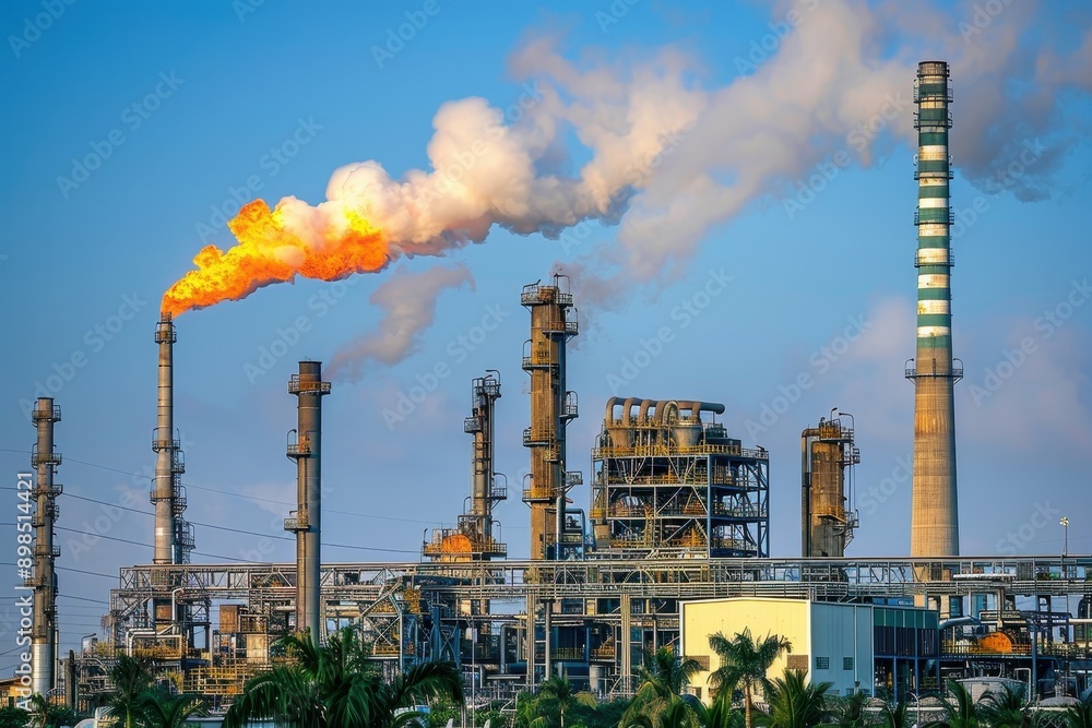 Fototapeta premium Nature's Resilience: Balancing Outdoor Recreation Amidst Industrial Pollution