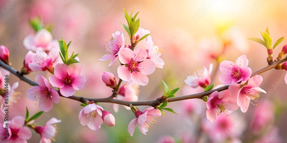 A close up of delicate peach blossoms in full bloom Generative By AI A close up of delicate peach blossoms in full bloom Generative By AI