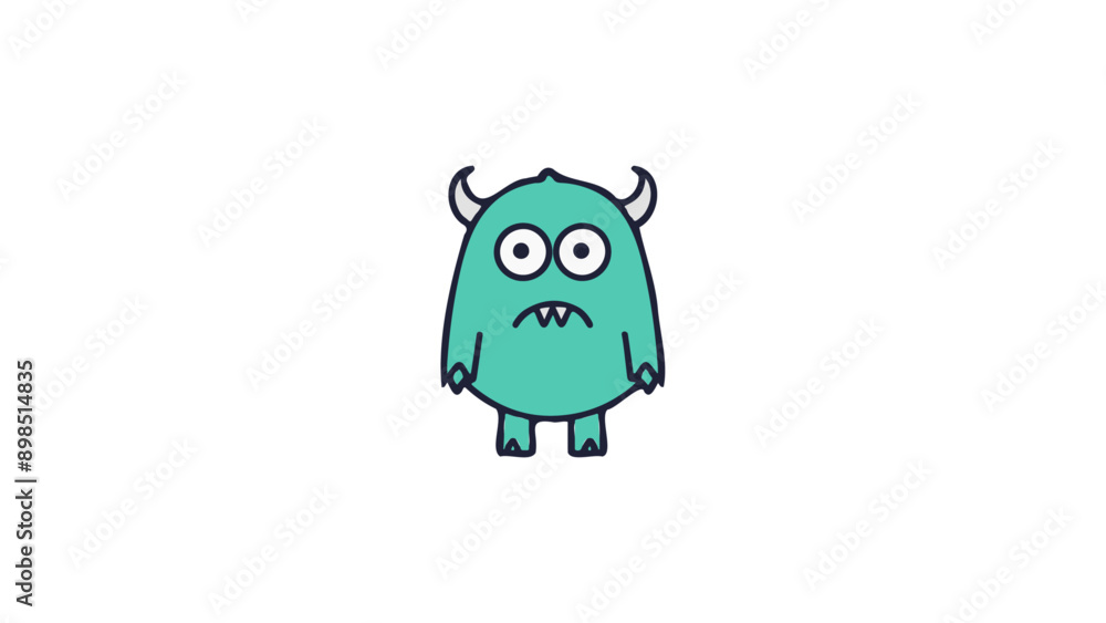 simple vector cartoon monster with sad face illustration on white background simple vector cartoon monster with sad face illustration on white background