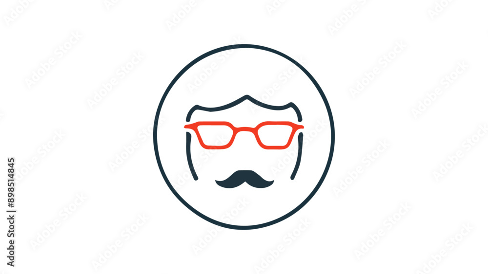 simple shape of a person with red glasses and mustache in circle illustration in vector simple shape of a person with red glasses and mustache in circle illustration in vector