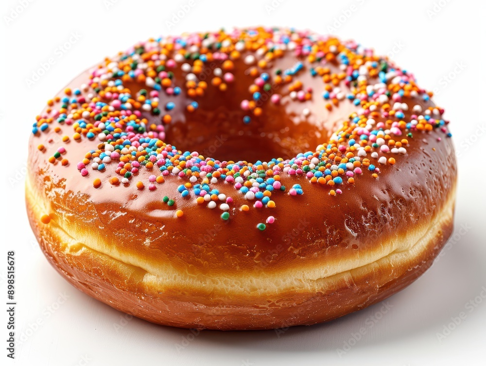 Sweet and Tempting Doughnut with Colorful Sprinkles on White Background Sweet and Tempting Doughnut with Colorful Sprinkles on White Background