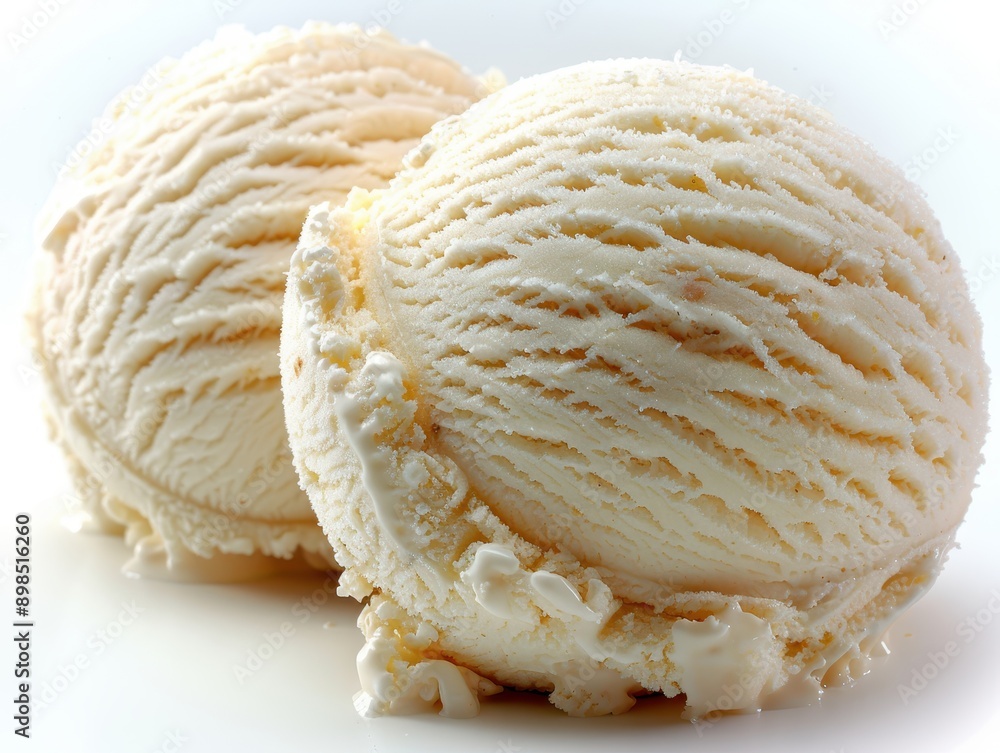 Delightful Vanilla Ice Cream Scoop on White Background Delightful Vanilla Ice Cream Scoop on White Background
