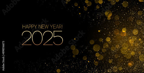 2025 New Year Abstract shiny color gold wave design element