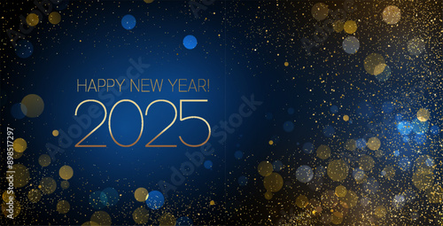 2025 New Year Abstract shiny color gold wave design element