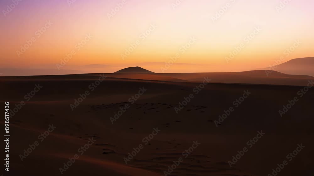 Serene Desert Landscape at Sunset with Rolling Sand Dunes Serene Desert Landscape at Sunset with Rolling Sand Dunes