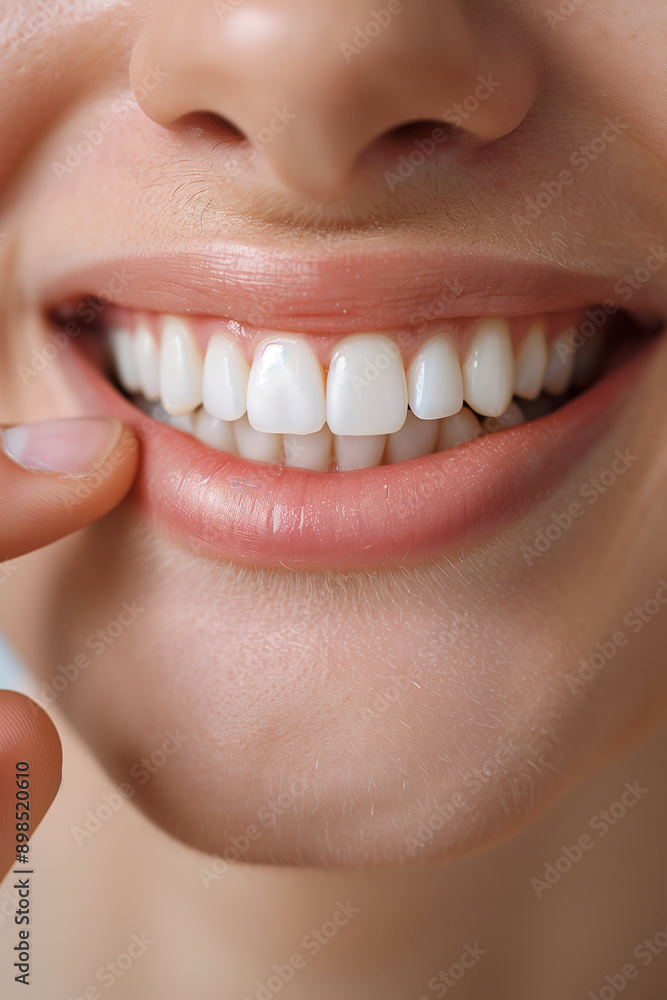 Fototapeta premium Closeup of a man smiling showing beautiful teeth.