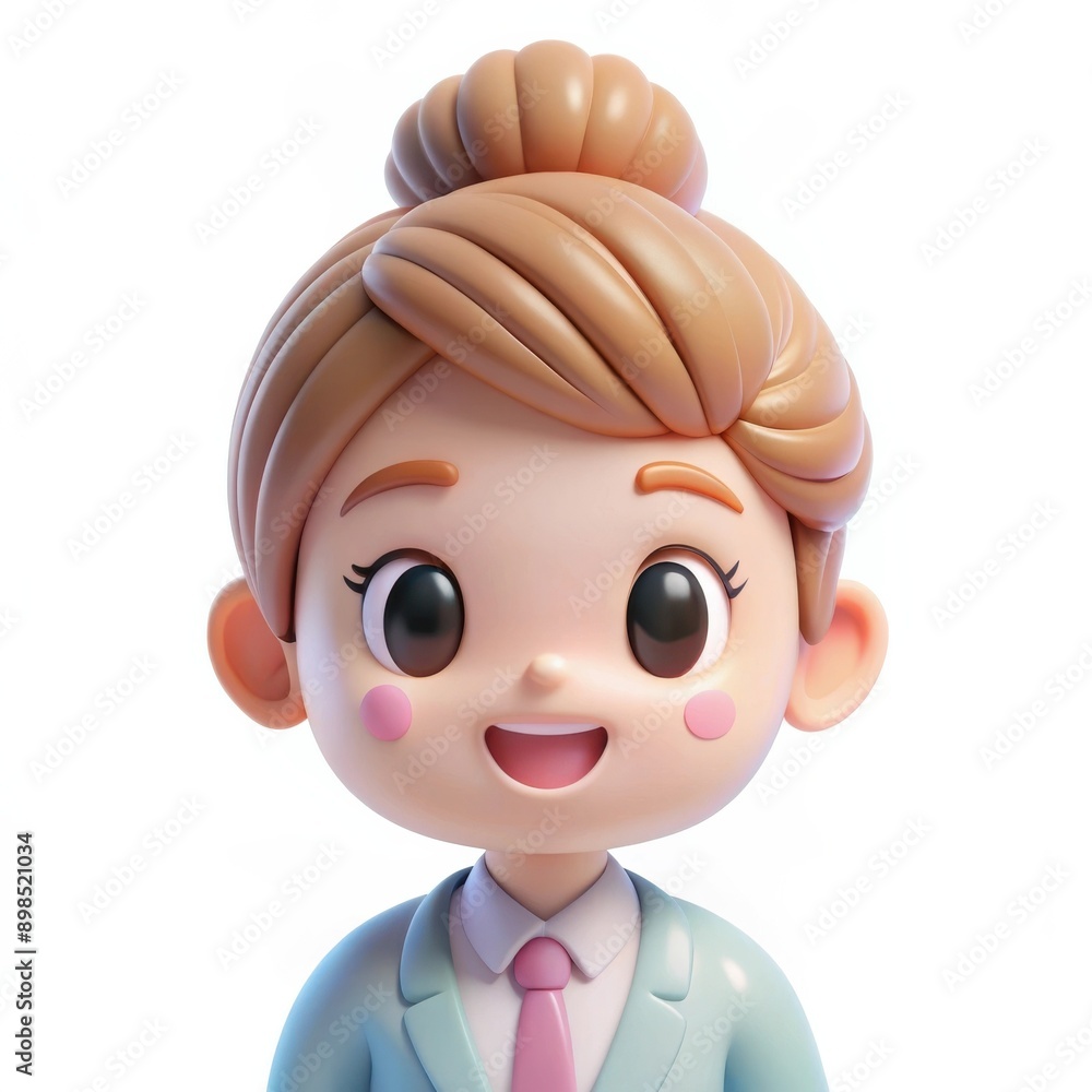 Adorable Chibi Office Worker: Expressive Pastel Girl in Efficient Poses Adorable Chibi Office Worker: Expressive Pastel Girl in Efficient Poses