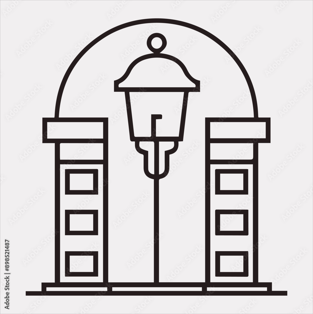 Street Lamp Thin line silhouette vector on a white background Street Lamp Thin line silhouette vector on a white background