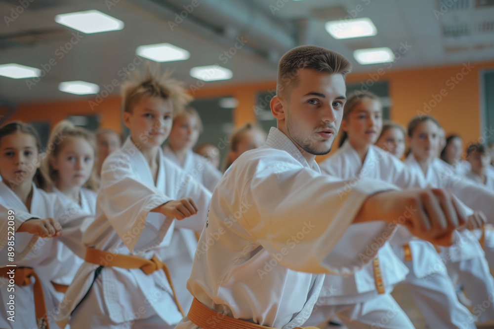 Young Karateka Focuses on Kata During Training Young Karateka Focuses on Kata During Training