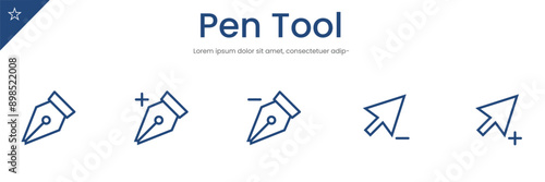 Adobe illustrator pencil tool icon set.
