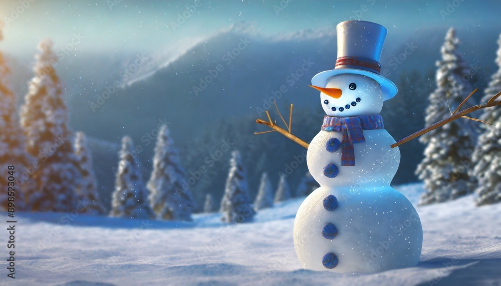 Obraz premium snowman in the mountains