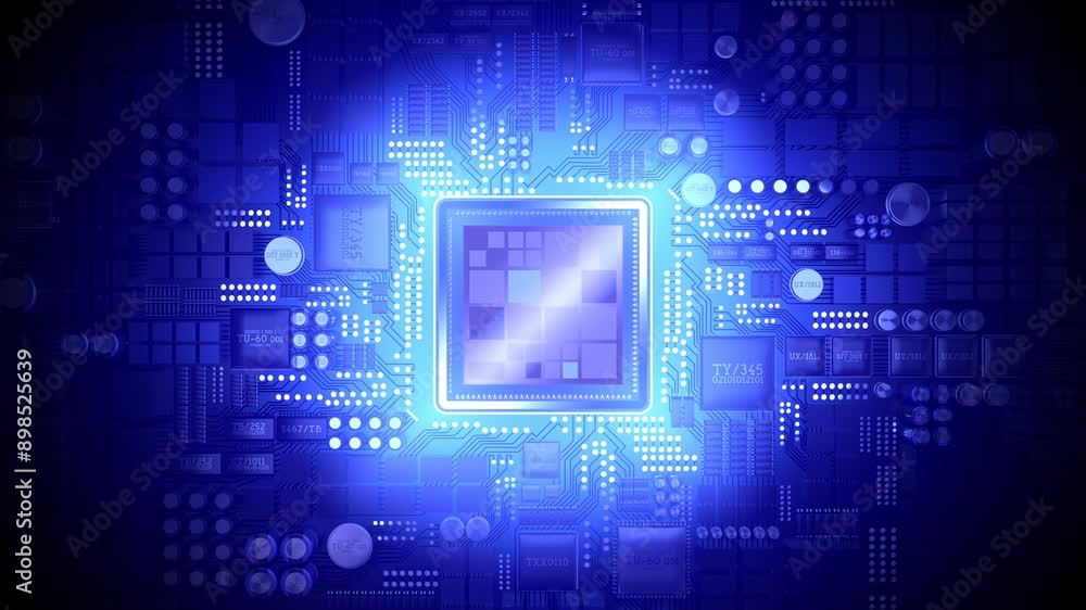 Computer processor and light rays - 3D 4k animation (3840 x 2160 px) Computer processor and light rays - 3D 4k animation (3840 x 2160 px)
