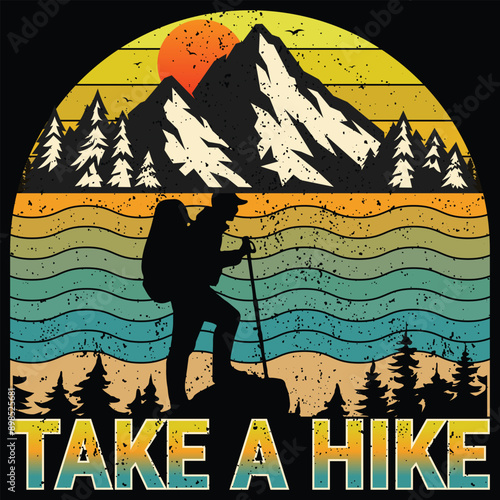 Hiking t-shirt design. Mountain t-shirt design.