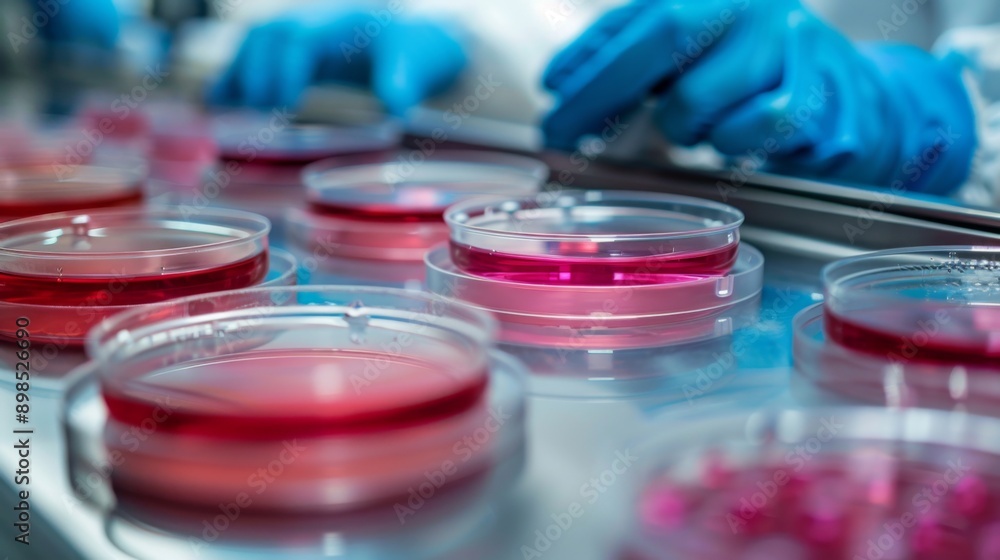 Team of biotechnologists handles petri dishes in a laboratory, focusing on scientific experiments and analysis.
Team of biotechnologists handles petri dishes in a laboratory, focusing on scientific experiments and analysis.