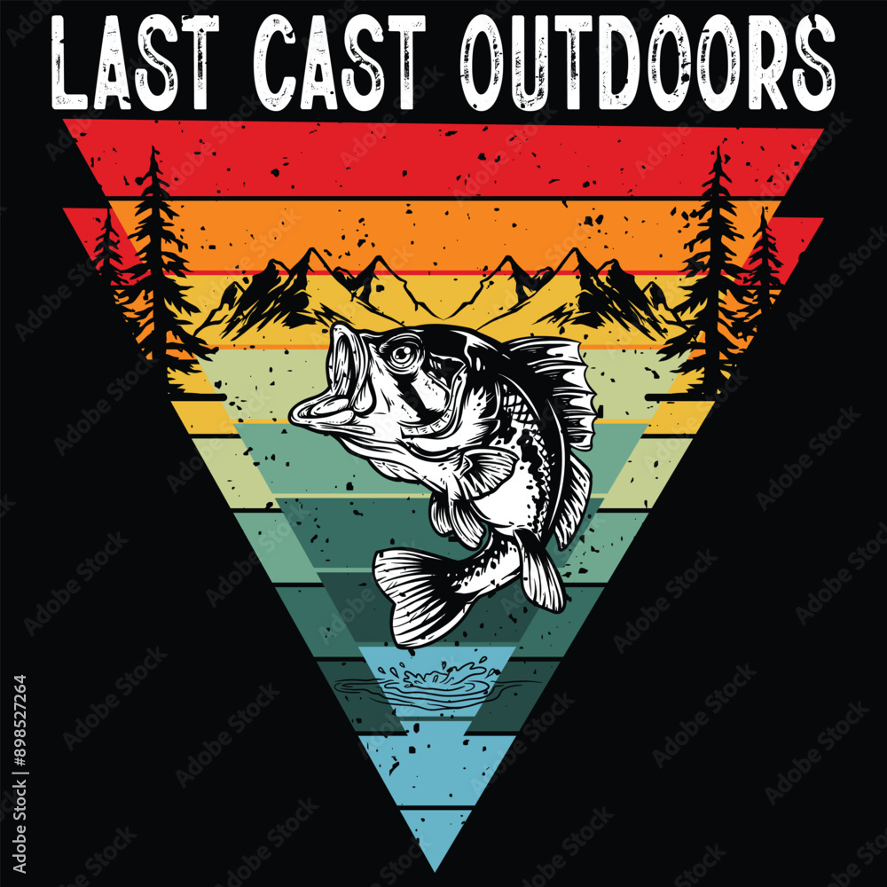 Fototapeta premium Last cast outdoors Hiking t-shirt design. Mountain t-shirt design.