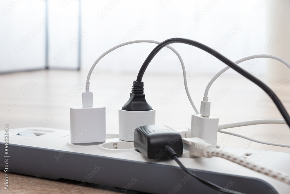 Electric power strip. Multiple devices connected Electric power strip. Multiple devices connected