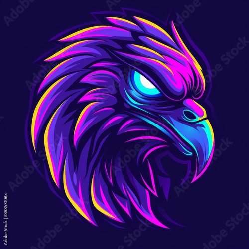 Wallpaper Mural Art illustration of an eagle mascot in vivid neon colors Torontodigital.ca