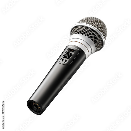 Black Microphone Isolated On Transparent Background photo