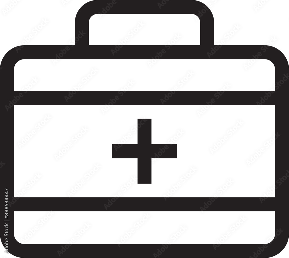 Thin line icon of first aid kit. Vector outline sign for UI, web and app. Concept design of first aid kit icon. Isolated on a white background Thin line icon of first aid kit. Vector outline sign for UI, web and app. Concept design of first aid kit icon. Isolated on a white background