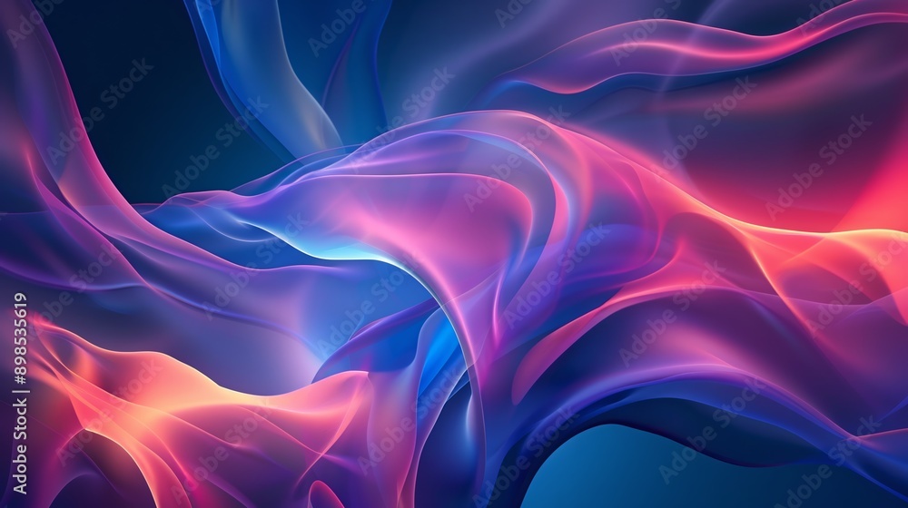 Abstract background with wavy shapes flowing in blue and pink colors Abstract background with wavy shapes flowing in blue and pink colors