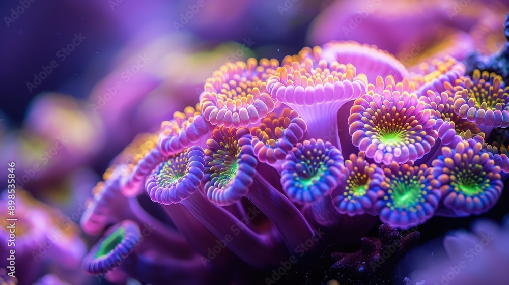 Obraz premium Vibrant Undersea Coral Garden in Shades of Purple and Orange