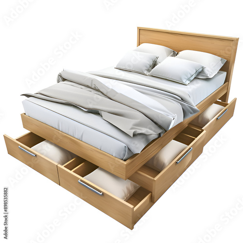 Illustration of  The bed has drawers with storage