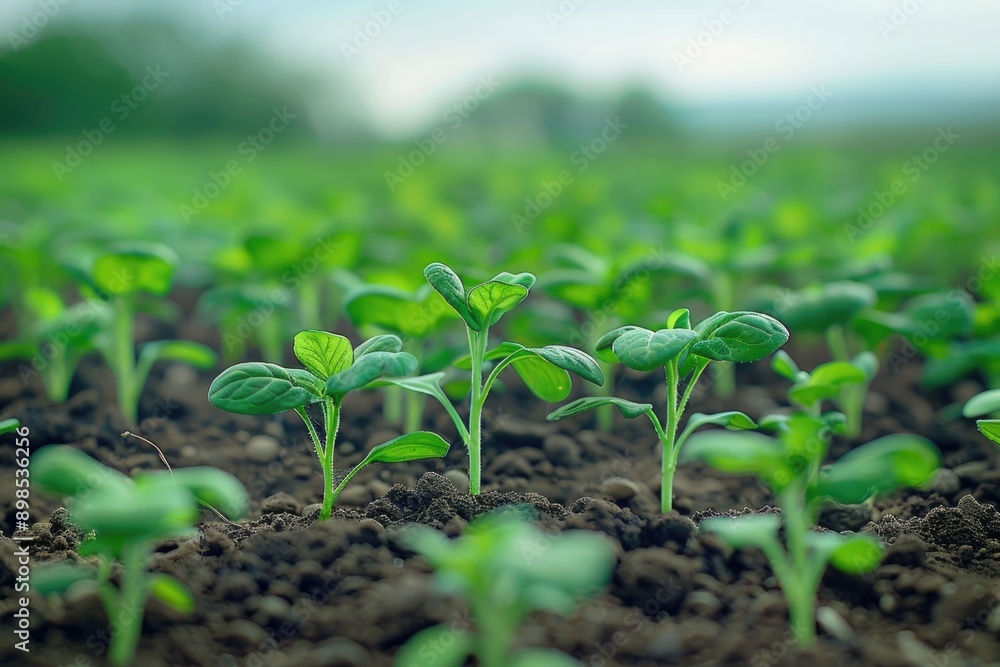 Green plants growing on the ground. World ozone day concept Green plants growing on the ground. World ozone day concept