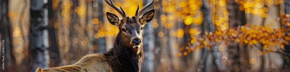 Obraz premium moose on the background of forest nature. Selective focus