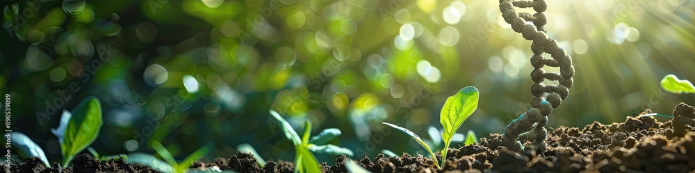 close-up of the DNA helix of the soil. Selective focus close-up of the DNA helix of the soil. Selective focus