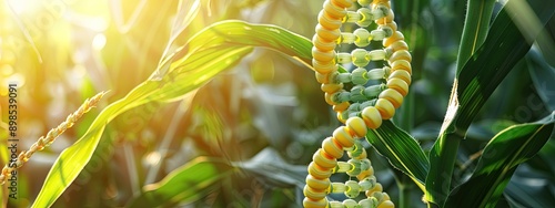 close-up of DNA helix of corn. Selective focus