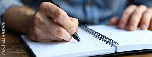 close up notebook pen. Selective focus