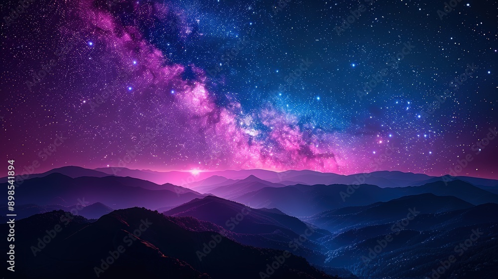 Fototapeta premium Breathtaking Milky Way Galaxy over Majestic Mountain Range