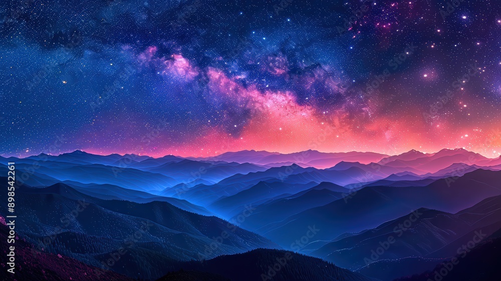 Majestic Mountain Landscape Under Starry Night Sky Majestic Mountain Landscape Under Starry Night Sky