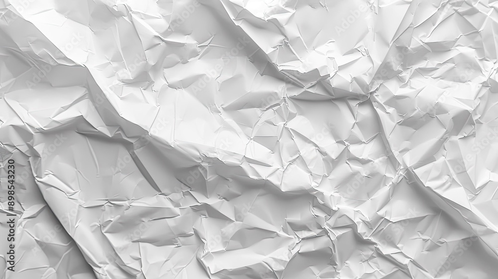 Obraz premium Top view of a crumpled white paper sheet with detailed texture.