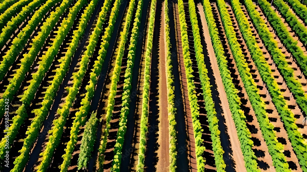 Fototapeta premium A sunny vineyard with lush vines and rolling hills