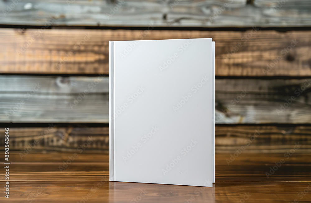 front view of white book cover mockup on wooden table front view of white book cover mockup on wooden table