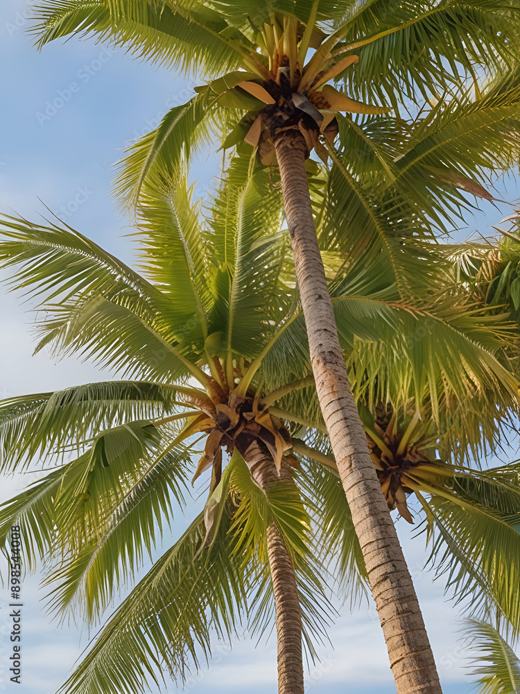 Fototapeta premium coconut palm tree on blue sky,coconut palm tree