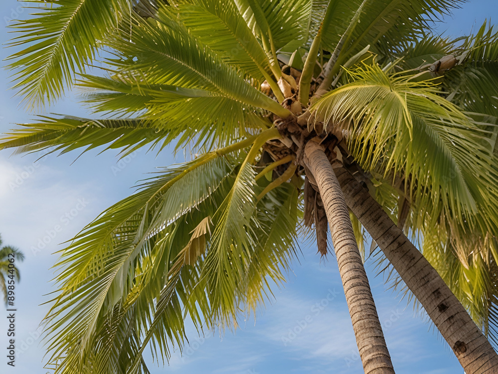 Fototapeta premium coconut palm tree on blue sky,coconut palm tree
