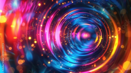 Vibrant abstract background with swirling colorful lights, creating a dynamic and energetic digital art effect, perfect for modern design projects.