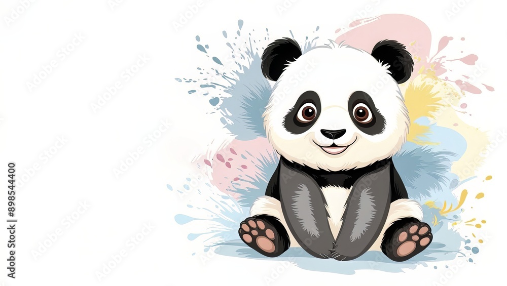 Naklejka premium Whimsical graphic design with cute panda illustration