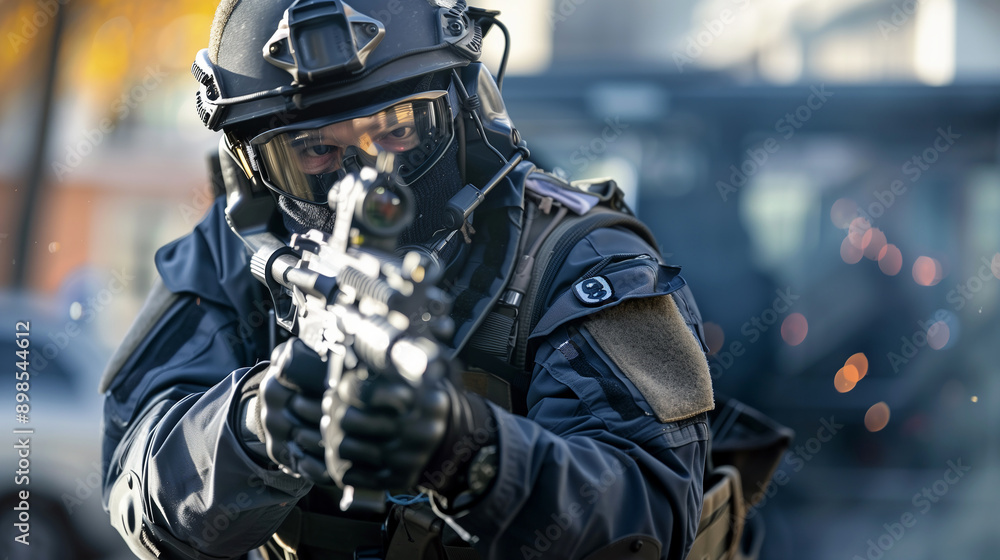SWAT Officer in Full Tactical Gear SWAT Officer in Full Tactical Gear
