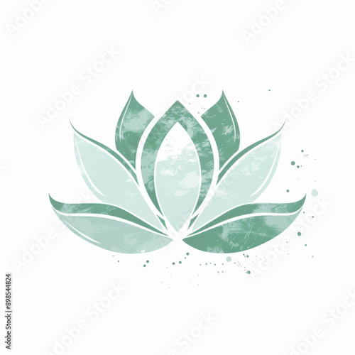 Lotus flower in light green color. Logo for spa salon. Simple modern illustration.