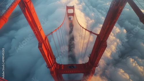 Majestic Golden Gate Bridge Soaring Through Dramatic Clouds