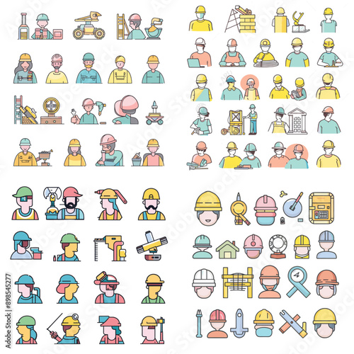 A collection of construction worker icons