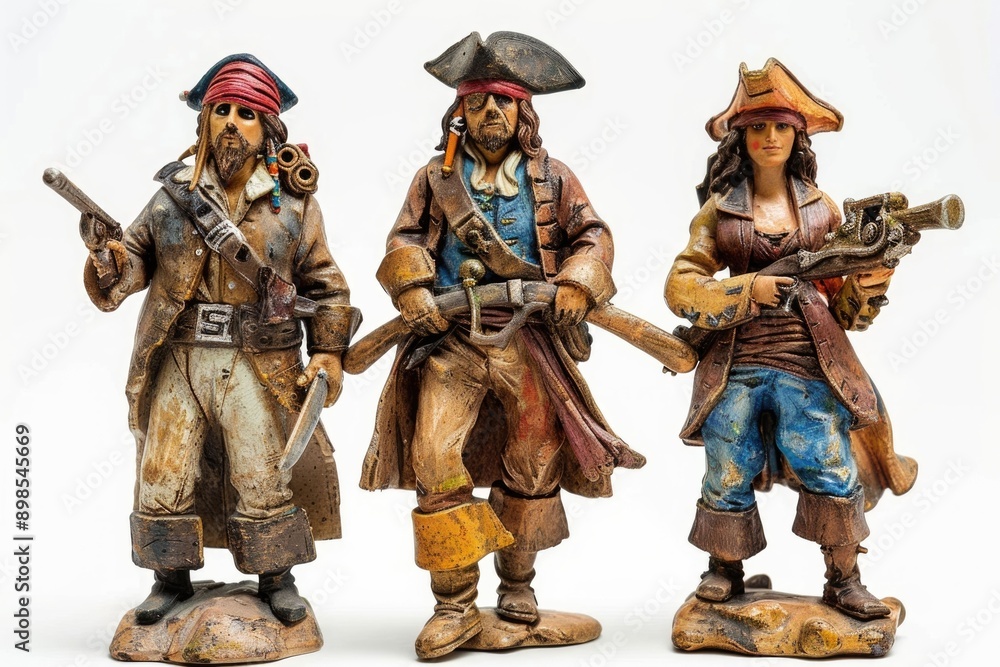Obraz premium Vintage pirate toys on white background.