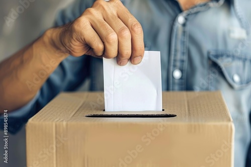 Voter putting vote in the ballot box. Election concept.